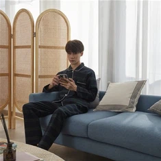 Erkek Pamuklu Sonbahar Uzun Pijama